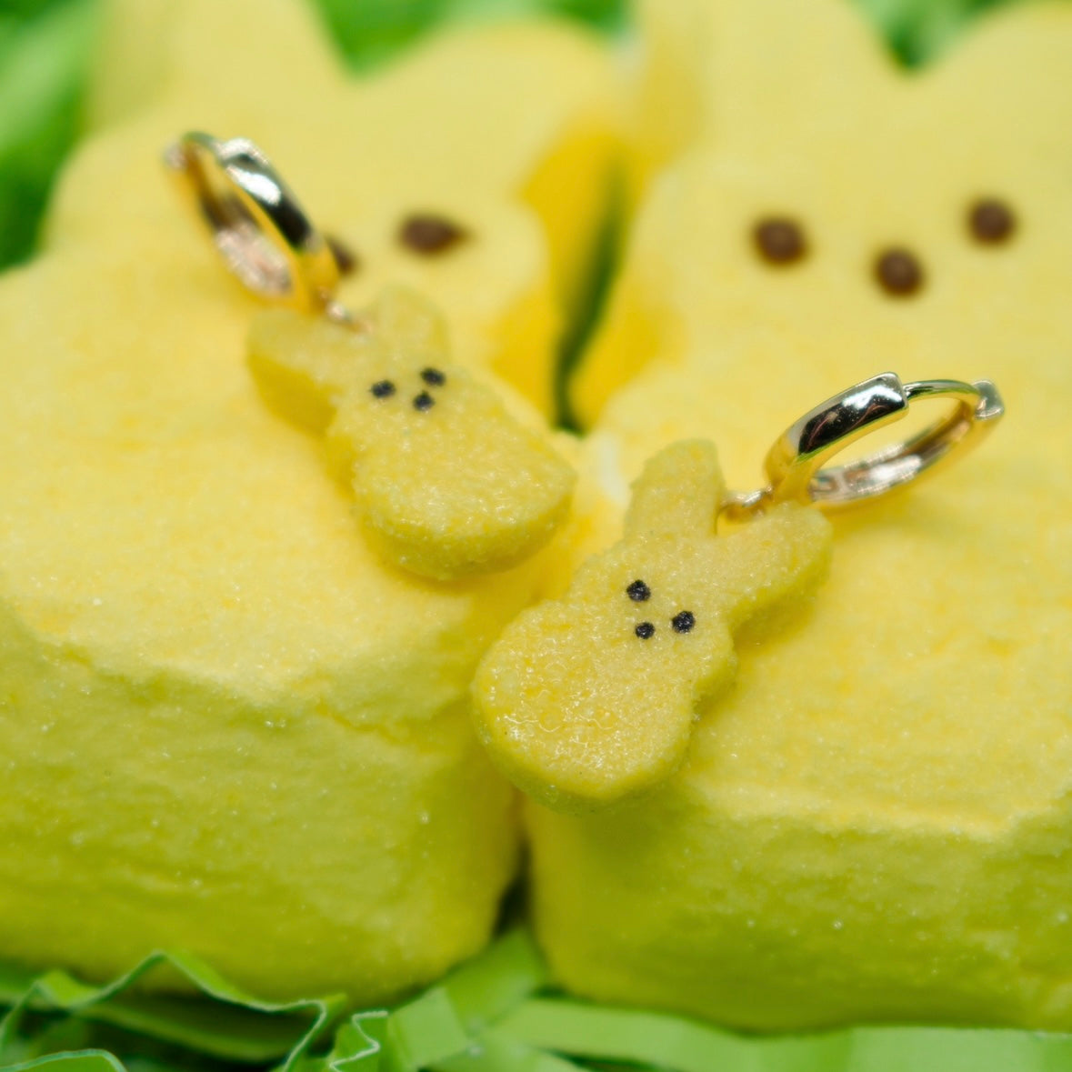 Yellow Peep Huggie Earrings