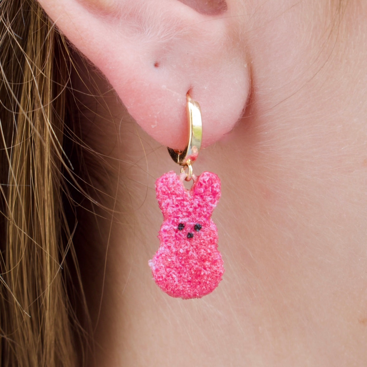 Pink Peep Huggie Earrings