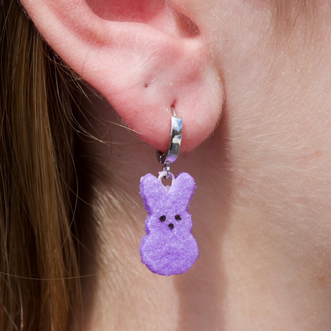 Purple Peep Huggie Earrings