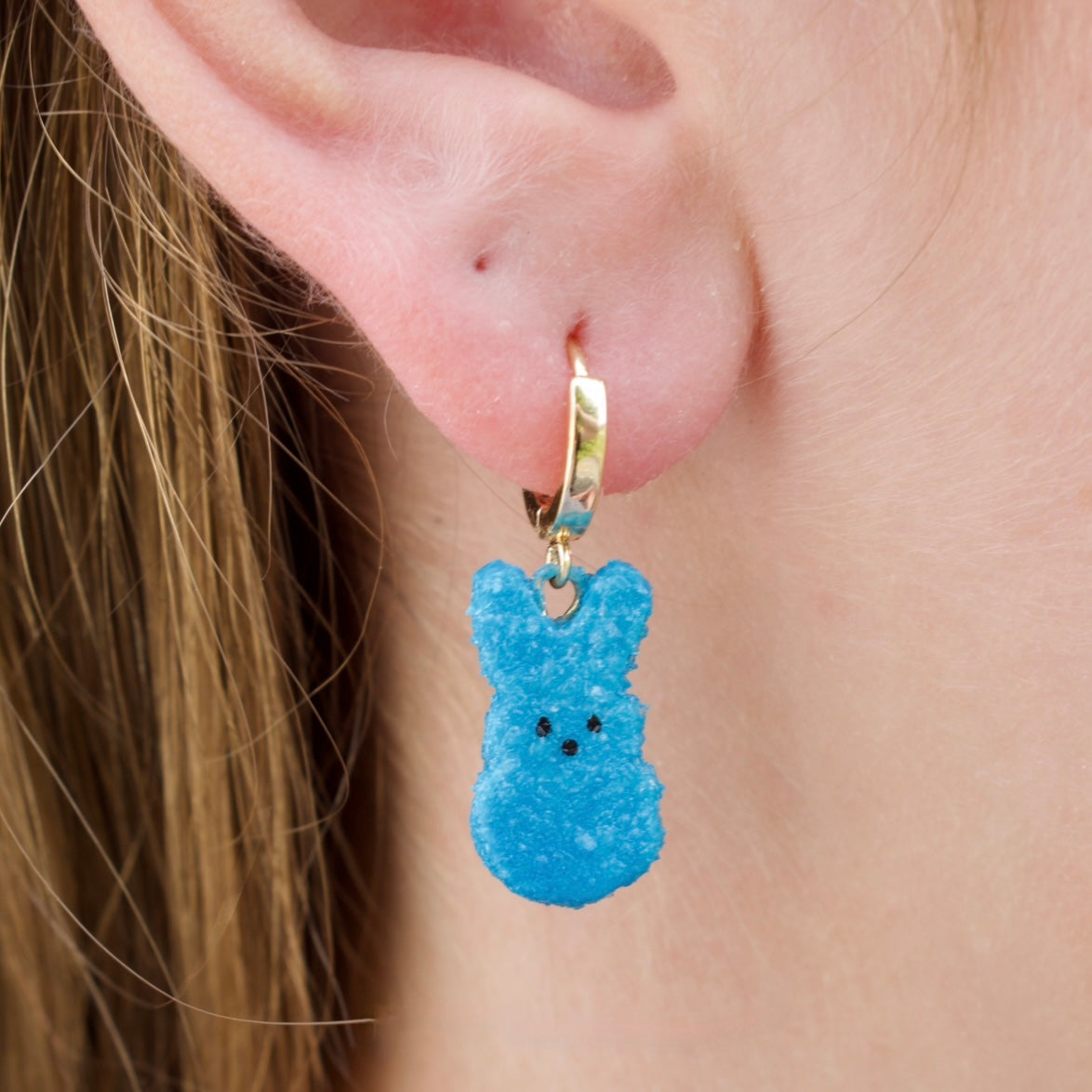 Blue Peep Huggie Earrings