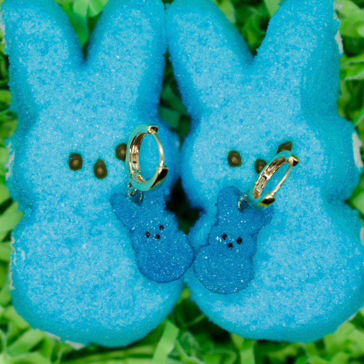 Blue Peep Huggie Earrings
