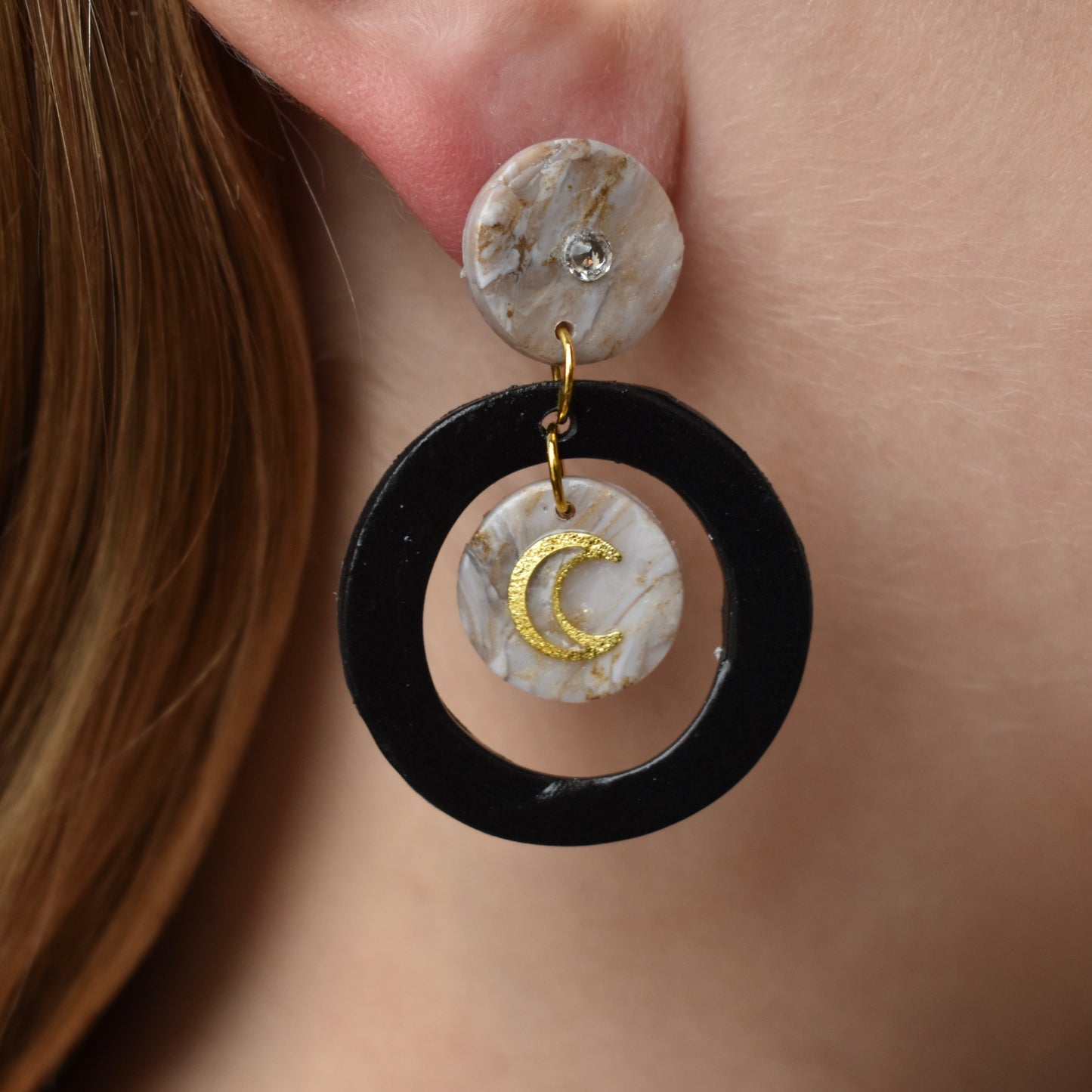 Moon Child Stud Dangle Earrings