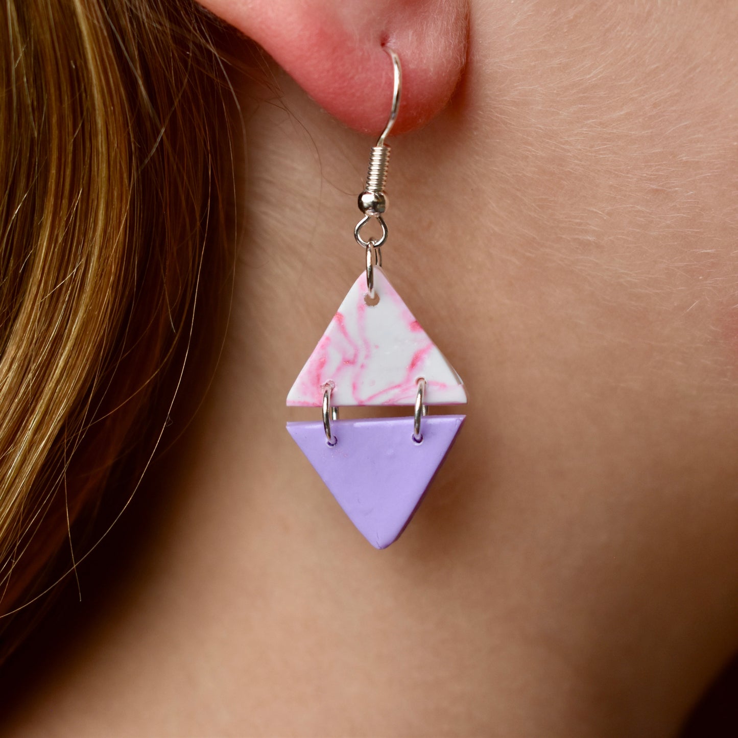 Yin and Yang Pink Marble Dangles