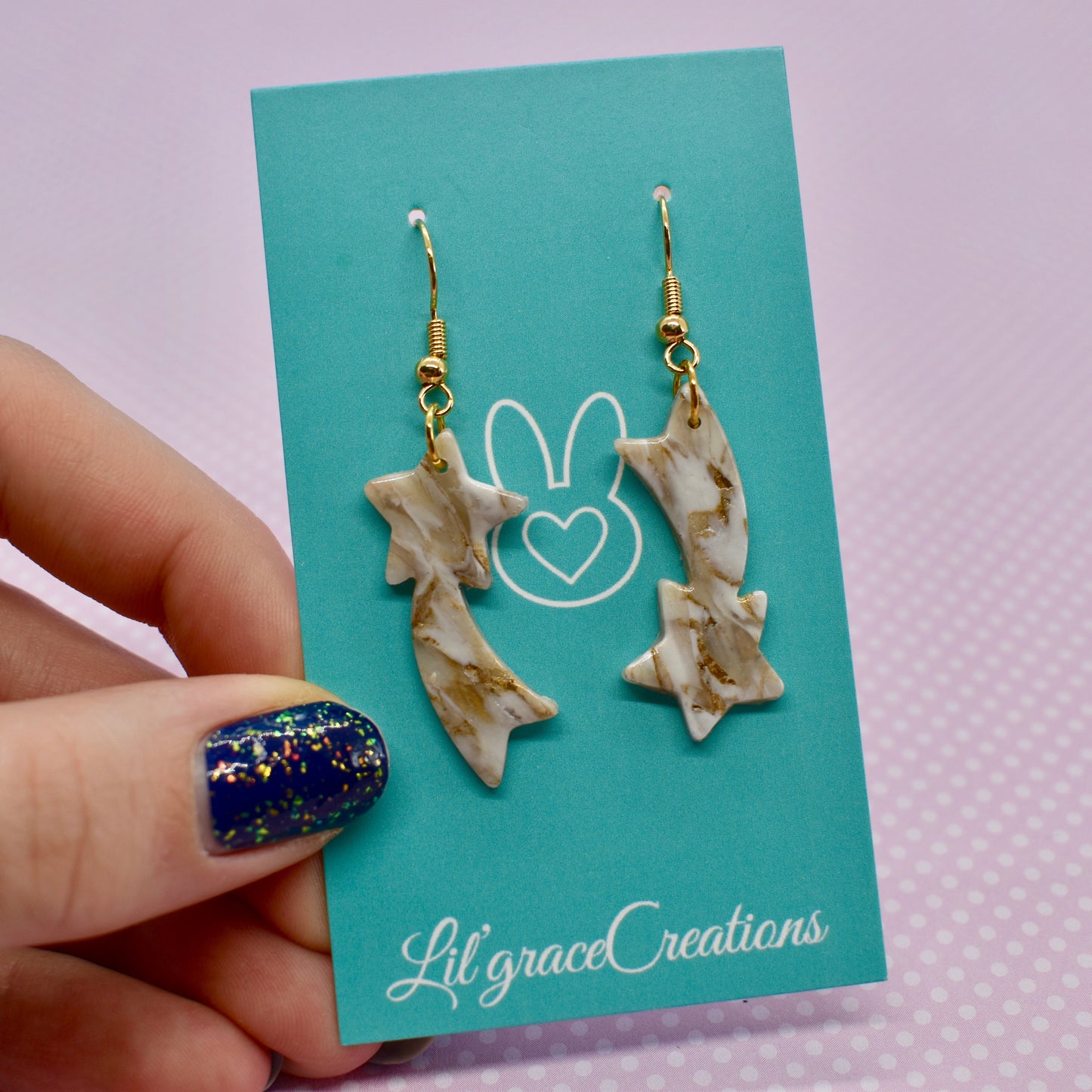 Marbled Quartz Shooting Star Dangles