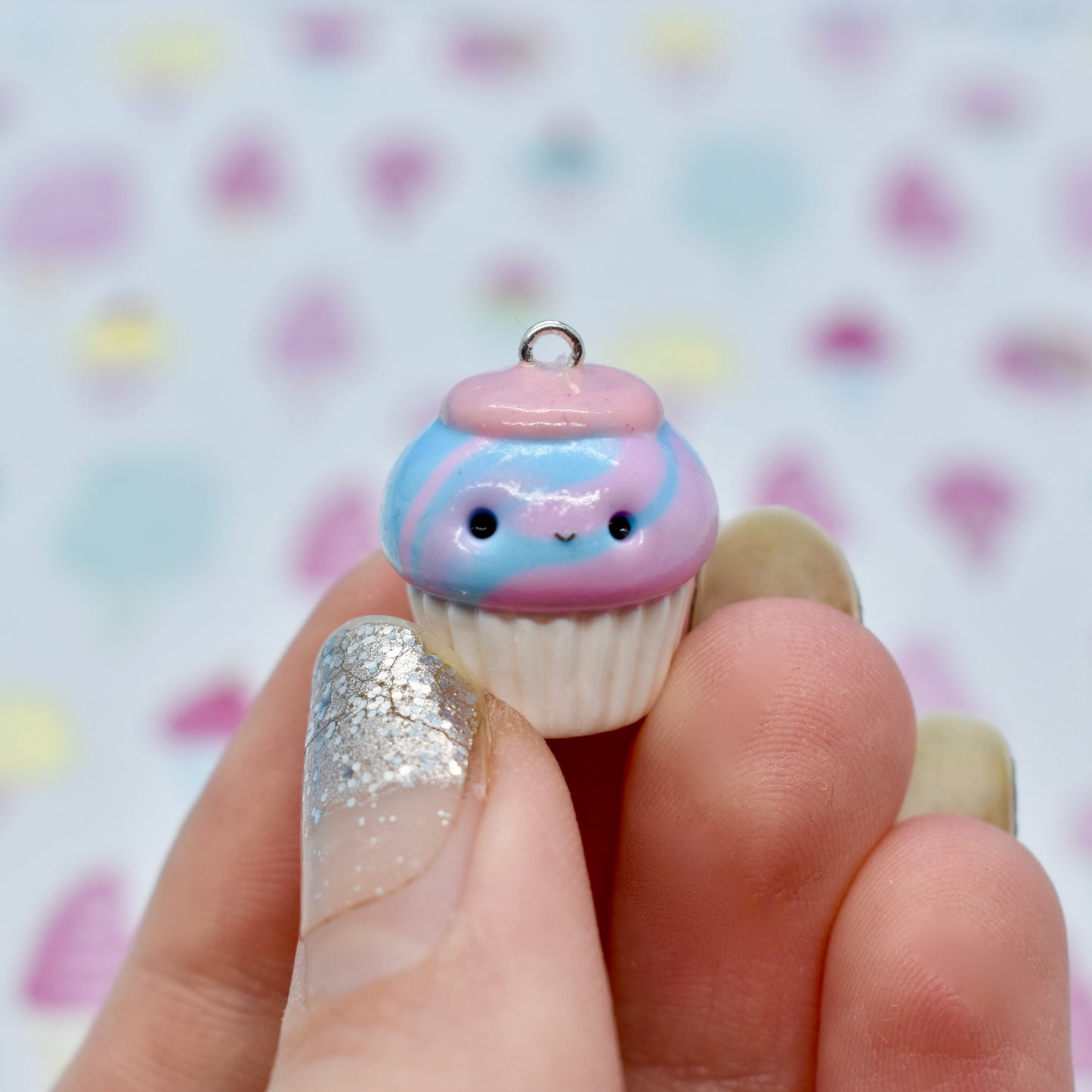 Kawaii Cotton Candy Cupcake Charm