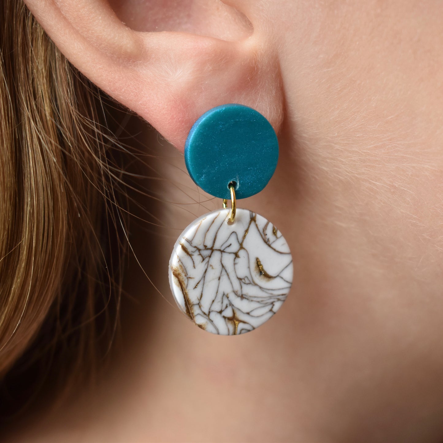 Touch of Teal Stud Dangle Earrings