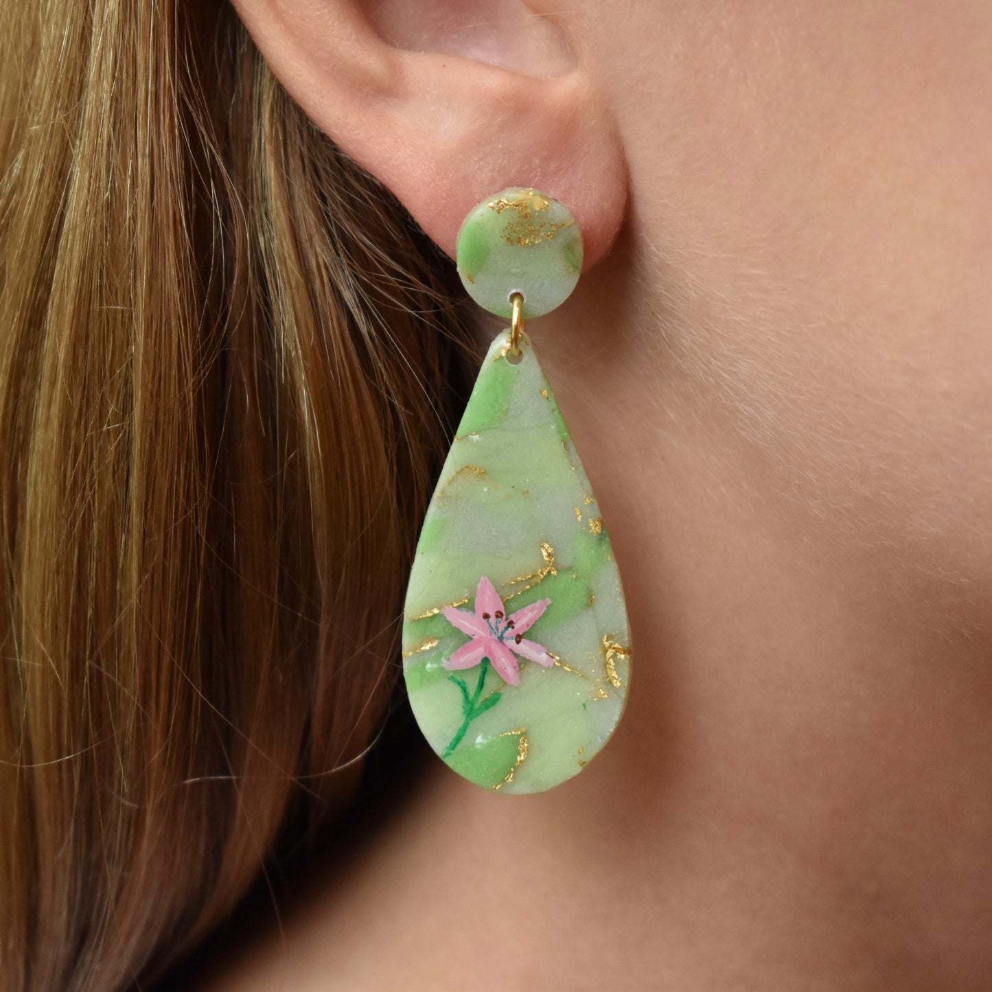 Lillies + Jade Stud Dangle Earrings