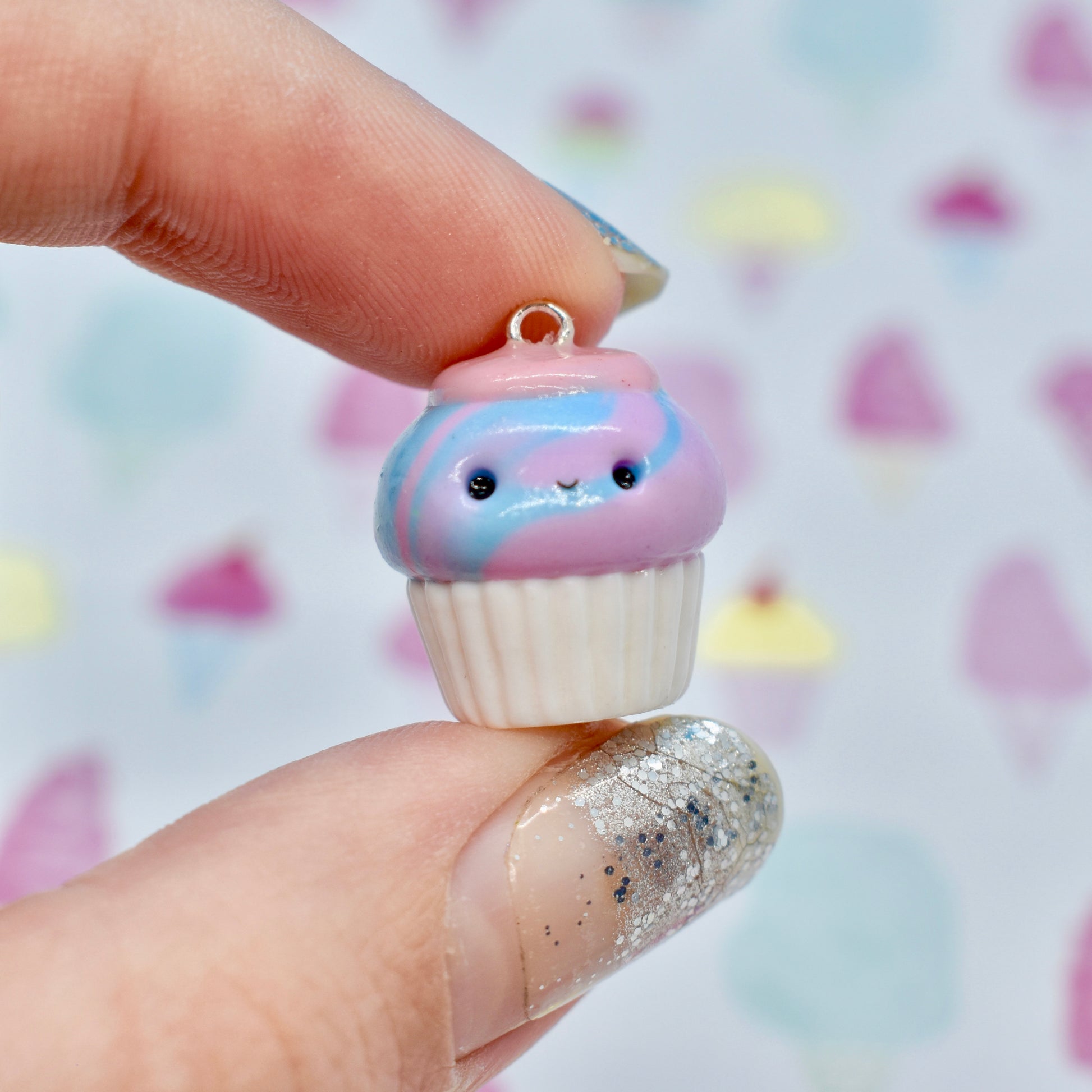 Kawaii Cotton Candy Cupcake Charm