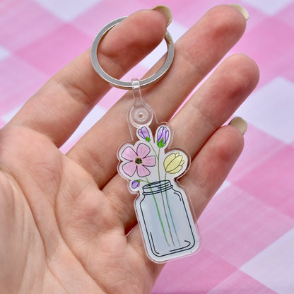 Watercolor Flowers Keychain